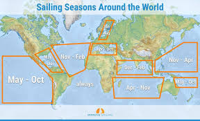 the sailing seasons around the world with map