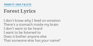Does it bother anyone else Forest Lyrics By Twenty One Pilots I Don T Know Why