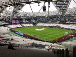 The name west ham united in large letters on the roof is clearly visible from far away. Photos At London Stadium