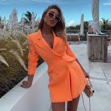 Tap To Shop This Orange Double Breasted Women Blazer Dress Blazer Dress Blazers For Women Fashion
