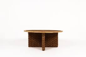 Baker oval inlaid mahogany coffee table. Vintage Coffee Table In Rope From 1950