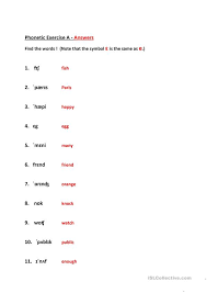 The listening exercises mean you will not have your paper reference to help you, so this can be an advantage. Phonetic Exercise A English Esl Worksheets For Distance Learning And Physical Classrooms