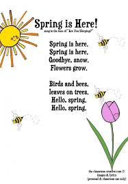 Freebie Spring Song Printable For Kids Spring Songs For Kids Spring Poems For Kids Kids Poems