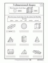 3d shapes have three dimensions: Looking At Shapes 1st Grade 2nd Grade Math Worksheet Greatschools