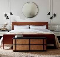 Curator Brown Leather King Bed + Reviews | CB2