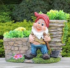 Design Xl Zwerg 91210 2 Mit 2 Blumentopf 25 Cm Hoch Deko Garten Gartenzwerg Figuren Dekoration Gartenzwerge Figur Garten I Blumenkubel Blumentopf Topfblumen