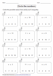 Circle The Possible Values Inequalities One Step Equations Solving Inequalities Multi Step Inequalities
