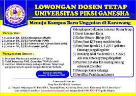 Loker yayasan terbaru oktober 2020. Lowongan Dosen Universitas Piksi Ganesha Karawang Stmik Pamitran Karawang