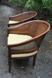 Mid Century Cane Back Barrel Chairs Hollywood Glam 2 Upholstered Chairs Cane Back Chairs Furniture
