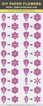 Svg Paper Flower Templates Set Of 50 Petals 4 Bases 6 Etsy Paper Flower Template Flower Petal Template Giant Paper Flowers Template