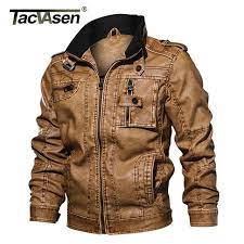 Tacvasen Men Tactical Pu Leather Jacket Winter Military Bomber Jacket Slim Casual Jacket Autumn Motorcycle Windb Leather Jacket Men Mens Jackets Leather Jacket