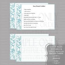 Editable And Printable 4 X 6 Blue Damask By Delightfulorder 9 00 Recipe Cards Template Recipe Cards Printable Recipe Cards