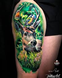 Tattoorealistic On Picoji Posts Videos Stories Picoji Tattoos Tattoodesigns Tattooideas Wonderful Colors By Hyper Realistic Tattoo Tattoos Deer Tattoo