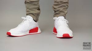 These have a supreme vibe to them thanks. Adidas Nmd R2 Pk Red White On Feet Video At Exclucity Youtube
