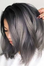 18 Medium Length Hairstyles For Thick Hair Hair Styles Grey Hair Color Charcoal Hair