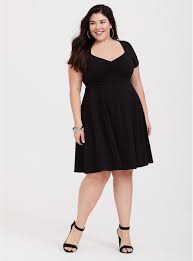 Black Ponte Sweetheart Skater Dress Plus Size Skater Dress Plus Size Black Dresses Plus Size Dresses