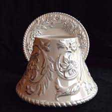 yankee candle white silver swirls rope trim large jar shade plate retired white candles yankee candle silver swirl