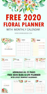 Free Printable 2020 Monthly Calendar And Planner In Florals In 2020 Planner Printables Free Life Planner Printables Daily Planner Printables Free