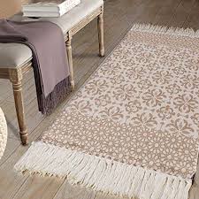 Take this one, for example: Cotton Printed Area Rug Seavish Decorative Nordic Tassels Tan Moroccan Geometric Kilim Rug Runner Hand Woven Rag Rug Entryway Thin Throw Mat For Laundry Room Living Room Dorm 2 X 4 4 Buy