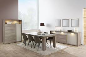 Vous aimez le mobilier contemporain, design, classique ou rustique ?. Balzamik Belle Salle A Manger En Decor Chene Chataigne Avec Accent Beige Gris Le Meuble Bar Es Black Dining Room Table Black Dining Room Living Room Designs