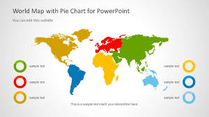 World Map Template With Pie Charts For Powerpoint