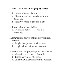 The five themes of geography1. Five Themes Of Geography Notes