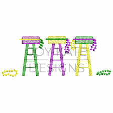 Mardi Gras Ladder Chairs With Beads Sketch Embroidery Design Joy Kate Designs Embroidery Designs Mardi Gras Ladder Chair