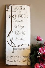 A Cord Of Three Strands Is Not Quickly Broken Hand Painted Wood Sign Unique Wedding Gift Unique Wedding Gifts Christian Wedding Gift Rustic Wedding Gifts