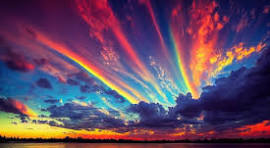 Spectacular sunset sky with multicolored beautiful sky and ...