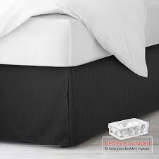 Nestl Double Brushed Microfiber Dobby Stripe Pleated 14-Inch Drop Bed Skirt  - Bed Bath & Beyond - 32385761
