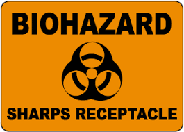 Labels are a means of identifying a product or container through a piece of fabric, paper, metal or plastic film onto which information about cautionary labels are given for products or containers containing hazardous material. Sharps Disposal Signs In Stock Low Price