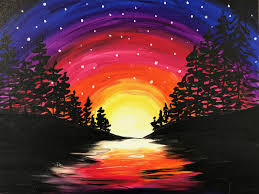 Sunset is a beautiful subject for painting. Sunset Trees Painting Burlington Paint And Sip Studio