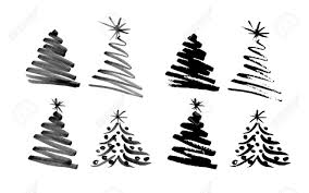 Then, draw 5 curved horizontal lines spaced out evenly along the height of the triangle, going past the edges of the triangle. Hand Sketch Christmas Tree Illustration Royalty Free Cliparts Vectors And Stock Illustration Image 33837276