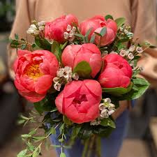 Coral Charm Peony Bouquet | Vanderfleet Flowers