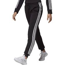 Adidas Originals Three Stripe Cuffed Sweat Pants In Black Neo Women Essentials 3 Stripes Sports French Terry Jogger