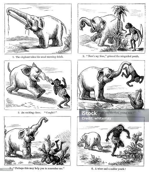 Moral Never Torment An Elephant Stock Illustration - Download Image Now - Morality, 1850-1859, 19th Century - iStock