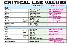 critical lab values cheat sheet medical estudy