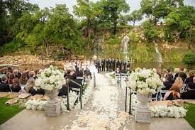 Waterfall Ceremony Hill Country Wedding Spring Branch Tx San Antonio Wedding Venues Bridal Veil Falls Wedding Venues Texas
