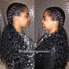 Section off a long, narrow section of hair in a straight line from your scalp to your nape; Feed In Braids With Curly Weave Braids With Curls Feed In Braid Braids With Weave