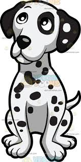Black And White Spotted Dog Clipart A Curious Dalmatian Puppy Sitting Down A Small Dog With Short White Fur Black Spots Black Droopy Ears Sits On The Floor While Curiously Looking Up The Post
