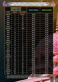 Sabah 2018 jadual waktu berbuka puasa dan imsak via www.mysumber.com. Jadual Berbuka Puasa Dan Imsak 2020 Kl Dan Putrajaya