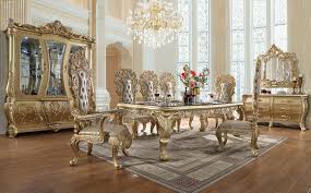 20w x 24d x 39h. Homey Design Hd 1801 9pc Dining Set Metallic Antique Gold Finish Luxury Furniture Palace Home