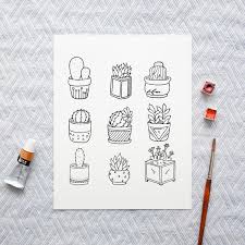 Cactus coloring page to print. Cactus Cute Aesthetic Coloring Pages Coloring And Drawing