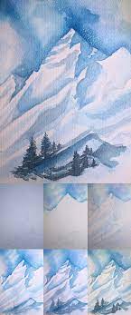 2 How To Draw Snow Mountains Hi Newself In 2020 How To Draw Snow Mountain Drawing Watercolor Paintings Easy