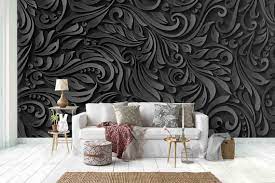 3d Black Floral Pattern Removable Wallpaperpeel Stick Wall Etsy In 2021 Wall Murals Floor Wallpaper Removable Wallpaper