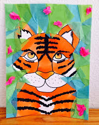 Kathy S Angelnik Designs Art Project Ideas Tiger In The Jungle Inspired By Henri Rousseau Jungle Art Projects Animal Art Projects Jungle Art