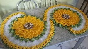 Caminho De Mesa De Crochê Girassol Passo A Passo Trilho De Mesa Girassol Em Croche 1 50 Cm Comprimento Flor De Crochet Padroes Doily Trilho Mesa Croche