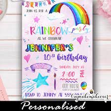 Personalize with details & photos now! Rainbow Party Invitations Watercolor Pink Ombre Cupcakemakeover