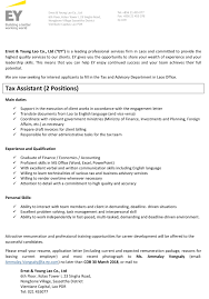 Work experience as a finance assistant, finance officer or similar role. Tax Assistant Job Description Sablon