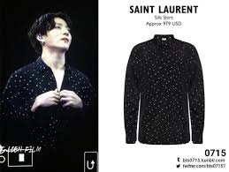 26.08.2021 · jungkook wears a dries van noten jacket, shirt and pants; Bts0715 On Twitter 190616 Bts ë°©íƒ„ì†Œë…„ë‹¨ Jungkook ì „ì •êµ­ Btsfashion Saint Laurent Silk Shirt Bts Twt